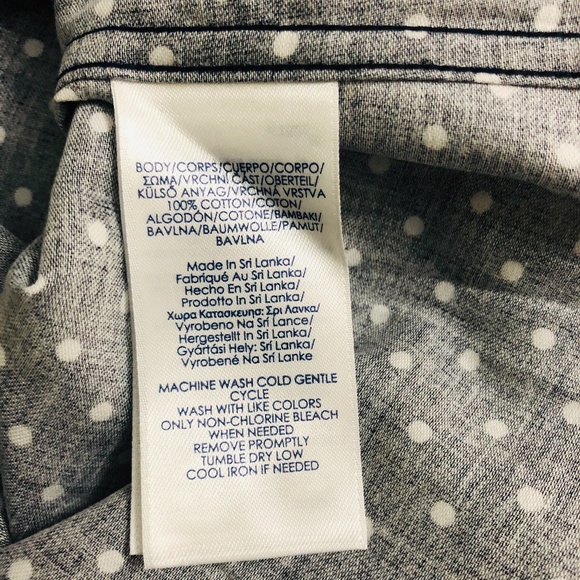 Chaps Navy Blue with White Polka Dots Button Up - Picture 6 of 8